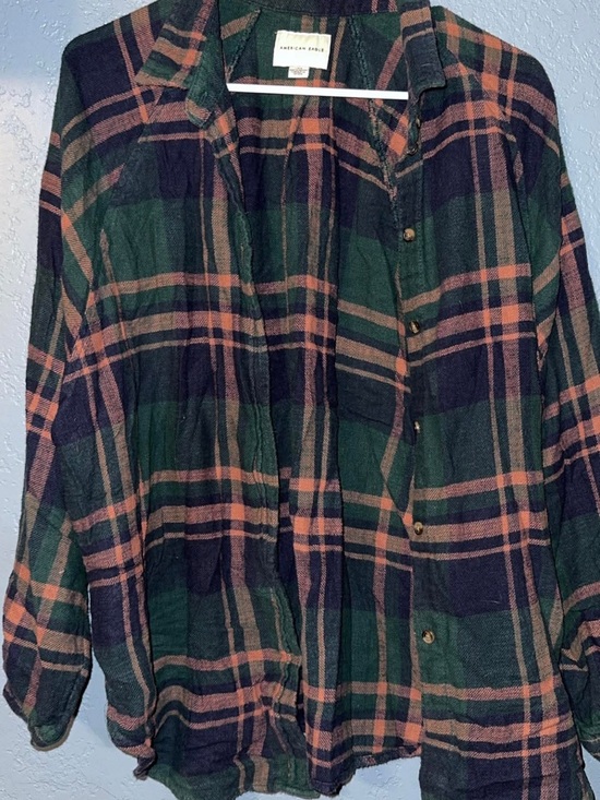 American Eagle Outfitters Tops - American Eagle Outfitters Navy, Green & Pink Plaid Button-Down